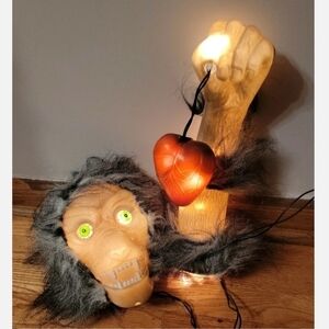 Vintage All Hallow's Eve Lighted Werewolf Blow Mold Arm Beating Heart Halloween